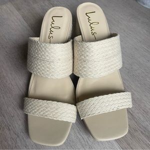 LULU’S Square Toe Block Heel Sandals